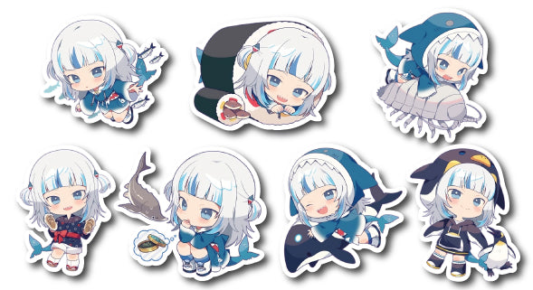 Gawr Gura Hololive Anime Stickers Set Die-cut 2" Size from Anime Stickery