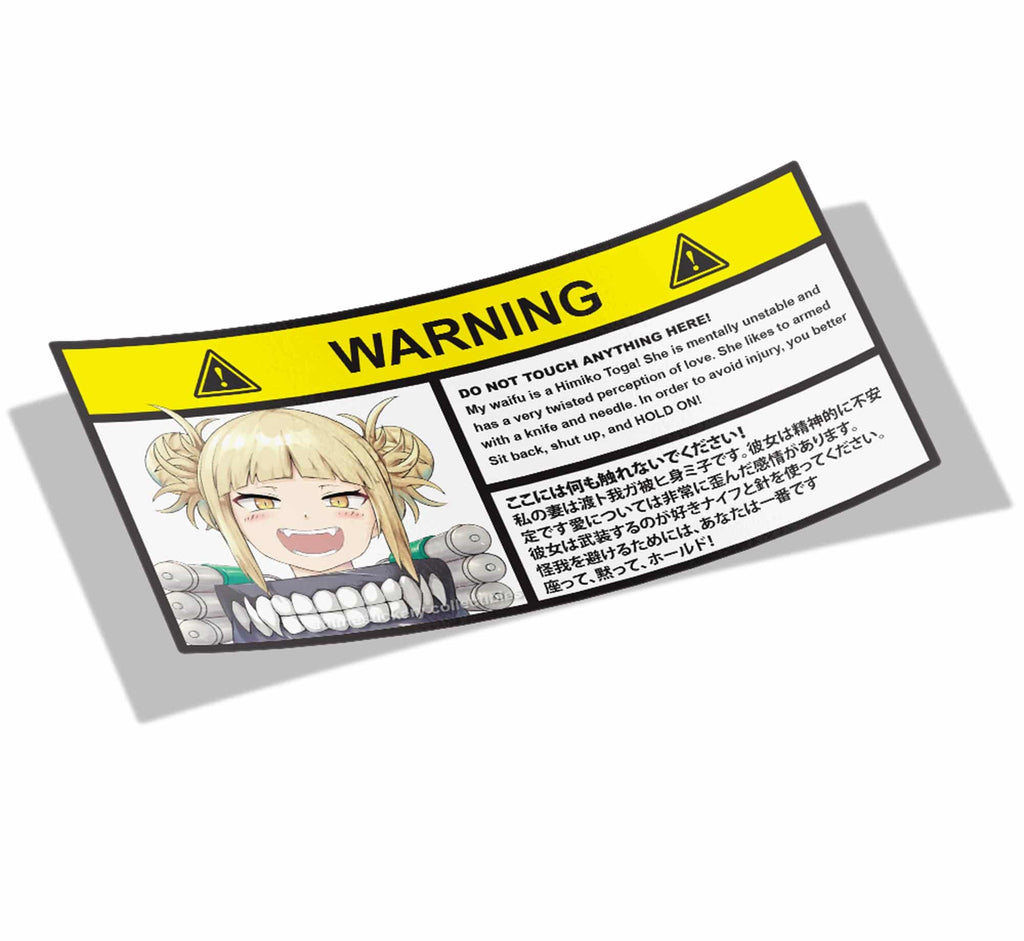 Himiko Toga |  My Hero Academia | Warning Slap Stickers - Anime Vinyl Car Stickers | Anime Stickery Online