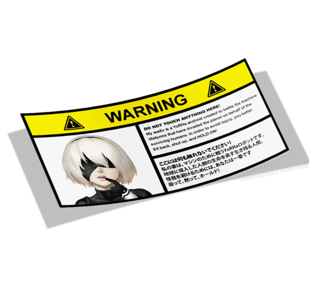 Nier Automata | 2B | Warning Slap Stickers - Anime Vinyl Car Stickers | Anime Stickery Online